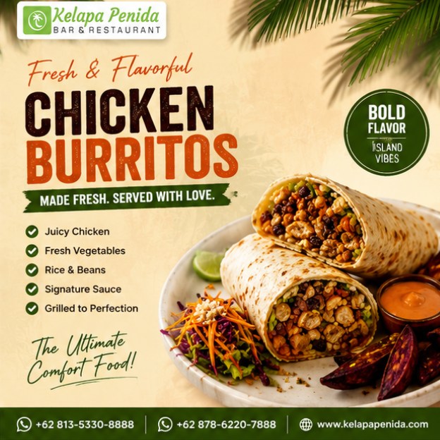 Chicken Burrito — Tortilla Besar Isi Ayam, Kacang & Nasi Berbumbu